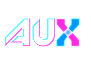 Logo of Aux, inspired by rhythm game Sound Voltex